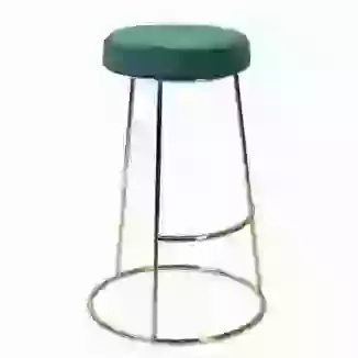 Pair of Bar Stool with a Soft Velvet Seat & Gold Metal Base 